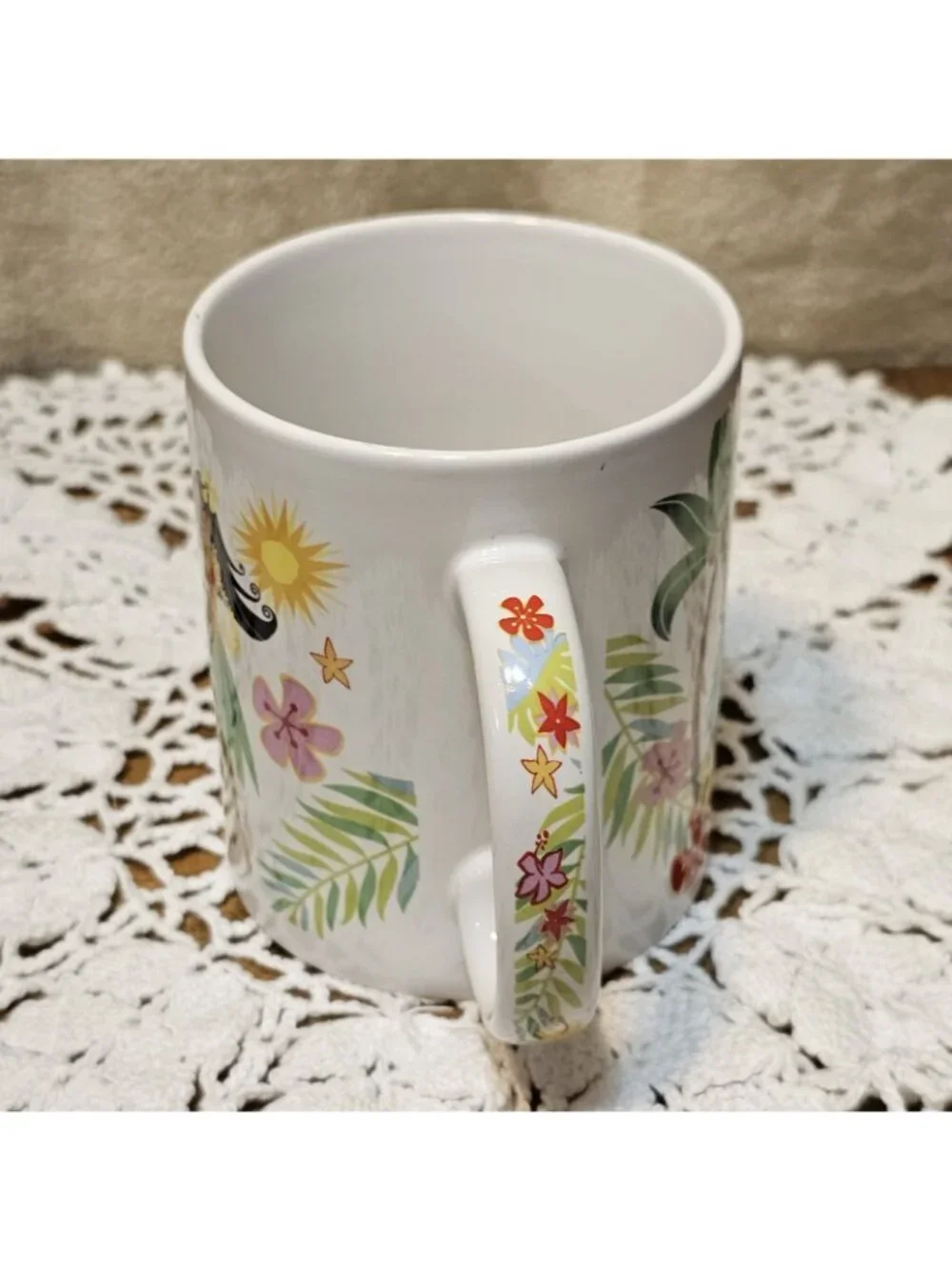 Island Hula Honeys Mug 12 oz White Coffee Cup Hawaiian Florals Hula Dancers Maui